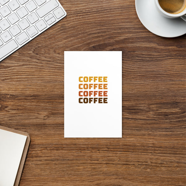 Coffee" postcard set featuring stylish design on durable matte paper. Perfect for sending heartfelt messages.